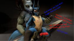 3d_(artwork) anthro bodily_fluids digital_media_(artwork) dragon duo femboy from_behind_position generation_4_pokemon genital_fluids genitals hi_res knot knotted_penis locker_room lucario male male/male muscular muscular_male mythological_creature mythological_scalie mythology nintendo penis pokemon pokemon_(species) precum scalie sex size_difference sourcebumbiscuit wet