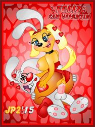 2015 animated anthro brandy_and_mr._whiskers brandy_harrington bunny_costume bunnysuit canine cowgirl_position cum cum_inside disney disney_channel dog female fur furry furry_only heart holidays jaimeprecoz2 leotard male mammal mr._whiskers nipples rabbit sex smile straight toon_disney valentine's_day