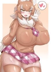 1girls big_breasts big_thighs blush breasts busty female female_only giant_breasts gigantic_breasts gigantic_thighs huge_breasts huge_thighs japanese_wolf_(kemono_friends) kemono_friends large_breasts large_thighs massive_breasts massive_thighs sangchussam thick_thighs thighs voluptuous wolf_ears wolf_girl wolf_tail