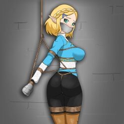 blonde_hair bondage bound bound_hands cant1ndausername crotch_rope female female_only femsub fully_clothed gag png pointy_ears princess_zelda rope strappado tape tape_gag taped_hands taped_mouth tears_of_the_kingdom the_legend_of_zelda zelda_(tears_of_the_kingdom)