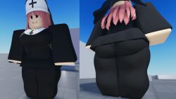 animated anne_ls ass chubby jiggle lake_sprout mature_female nun pink_hair roblox white_skin