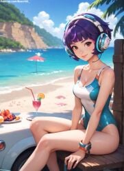 1girls 2d ai_generated athletic athletic_female beach big_breasts blizzard_entertainment blue_eyes blush breasts cleavage competition_swimsuit curvy curvy_figure cute cute_face detailed eyelashes female fit fit_female focus headgear high_quality juno_(overwatch) legs lips lipstick looking_at_viewer makeup mascara medium_breasts nero100 ocean one-piece_swimsuit outdoors outside overwatch overwatch_2 perky_breasts posing purple_hair seductive seductive_look short_hair sitting stable_diffusion swimsuit thighs