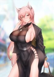 1girls artist_request character_request dress girls_frontline looking_at_viewer neko pink_hair smile tagme