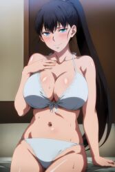 1girls ai_generated big_breasts black_hair breasts ponytail shuumatsu_no_harem toudou_akira_(shuumatsu_no_harem) voluptuous