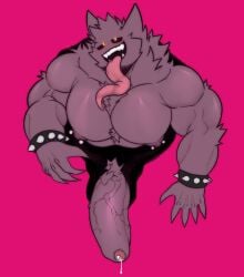 bara bara_tiddies bara_tits blush_lines dvzk gay gengar ghost huge_cock large_tongue penis_out pokémon_(species) through_wall tongue tongue_out veiny_cock veiny_penis