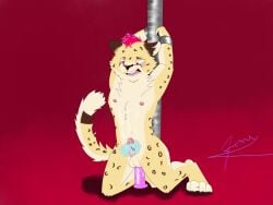 4_toes absurd_res anal anal_sex anthro blush bound cheetah dildo dildo_insertion duo ejaculation feet felid feline floating_hands genitals hair hand_on_penis handjob hi_res jerryctz joules_(jerryctz) kneeling male male/male mammal orgasm penetration penile penis red_eyes red_hair sex sex_toy sex_toy_insertion shackled tied_to_pole toes