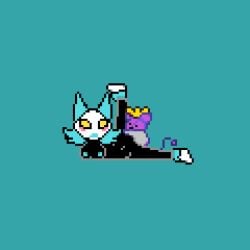 accurate_art_style animal animal_genitalia_on_humanoid animated annoypixel breasts deltarune deltarune_chapter_2 maus_(deltarune) naked penis pixel_animation pixelated pussy sex simple_background taller_female tasque_manager_(deltarune)