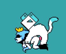 accurate_art_style animal_genitalia_on_humanoid animated annoypixel ass computer deltarune deltarune_chapter_2 feline naked penis pixel_animation pixelated queen queen_(deltarune) simple_background tasque tasque_manager