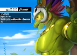 barazoku doctor franubis green hi_res hyper lizard magic_user male muscular muscular_male reptile scalie solo terraria tribal_spellcaster witch witch_doctor_(terraria)