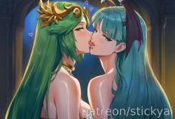 1girls ai_generated anime bat_wings breasts darkstalkers eyes female fit goddess green_hair hair kid_icarus kid_icarus_uprising morrigan_aensland nsfw palutena stickyai succubus vampire_(game)