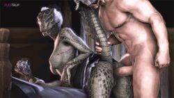 2015 3d anal anal_sex animated anthro argonian ass balls breasts clothed clothing dovahkiin duo erection female fugtrup games half-dressed human human_on_anthro interspecies lifts-her-tail lusty_argonian_maid maid maid_uniform male mammal nude penetration penis pussy scalie sex straight tail_grab testicles the_elder_scrolls topless uniform video_games