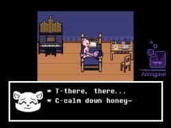 1boy 1girls accurate_art_style animated annoypixel bed bedroom breasts dalv dialogue furry honeydew_shopkeeper naked pixel_animation pixelated sex undertale undertale_(series) undertale_yellow vampire