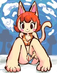 animal_crossing anthro anthro_female anthro_focus anthro_only bikini bikini_aside bikini_bottom bikini_only bikini_pull bikini_top blue_bikini breasts cat_ears cat_girl cat_humanoid cat_tail catgirl feet felicity_(animal_crossing) feline female female_anthro female_focus female_only front_view furry furry_ears furry_female furry_only furry_tail humanoid humanoid_genitalia legs legs_apart looking_at_viewer looking_down nintendo orange_bikini panties_aside paws pink_pussy pleasurecheri pussy pussy_lips pussy_peek red_hair revealing revealing_pussy showing_pussy sidelocks sitting smiling smiling_at_viewer spread_legs spreading striped_bikini striped_panties teasing teasing_viewer underwear underwear_aside underwear_only vagina vagina_out vagina_peek yellow_fur