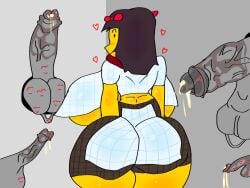 1girls 2026 4boys ass back_view backboob baker_(forsaken) balls big_ass big_breasts big_penis black_eyes bow bow_in_hair bowtie breasts brown_hair clothed clothed_female clothing cum cum_drip cum_dripping cum_dripping_from_penis disembodied_penis elliot_(forsaken) female female_focus forsaken_(roblox) grey_background grey_penis grey_skin heart hearts_around_head large_breasts lipstick lipstick_mark lipstick_marks lipstick_on_balls lipstick_on_penis long_hair looking_at_viewer looking_back neckerchief penis plaid plaid_clothing plaid_pants qlrightx red_bow red_neckerchief roblox roblox_game robloxian saliva_trail short_pants simple_background small_clothes smile standing thick_thighs thighs underboob veiny_penis white_shirt yellow-skinned_female yellow_skin