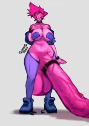 ball_growth blue_eyes bracelet breasts choker clothed clothed_futa cock_ring flaccid flaccid_penis futa_only futanari gigantic_penis gyzertoast heart-shaped_pupils huge_balls huge_cock hyper_penis large_breasts legwear long_penis nipple_pasties pasties pear_shaped penis penis_bigger_than_torso penis_growth penis_growth_(development) pink_hair pink_skin shoes smile smiling solo_futa sophie_(gyzertoast) spiky_hair testicles thick_penis thick_thighs thin_waist tongue_out useless_clothing veiny_penis wide_hips