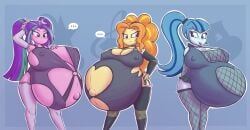 3girls 3pregnancy adagio_dazzle adagio_dazzle_(eg) aria_blaze aria_blaze_(eg) blue_skin blue_skinned_female equestria_girls funble_(artist) hasbro human human_female hyper_pregnancy multiple_girls multiple_pregnancies my_little_pony pink_skinned_female pregnant pregnant_belly pregnant_female sonata_dusk sonata_dusk_(eg) the_dazzlings yellow_skin yellow_skinned_female