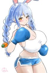 1girls alternate_breast_size amamitsusakura big_breasts blue_hair blue_hair_female boxer breasts bunny_ears bunny_girl female female_focus female_only hololive hololive_japan large_boobs large_breasts light-skinned_female light_skin looking_at_viewer rabbit rabbit_ears rabbit_girl shorts solo solo_female solo_focus usada_pekora virtual_youtuber