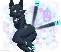2026 808_(hi-fi_rush) anthro areola ass biped black_body black_tail blush breasts digital_drawing_(artwork) digital_media_(artwork) domestic_cat feet felid feline felis female female_symbol fingers gender_symbol genitals hi-fi_rush hi_res looking_at_viewer machine male_symbol mammal microsoft nipples nude nude_anthro nude_female rear_view robot smile solo symbol tail tango_gameworks teeth toes tongue vulva w4g4