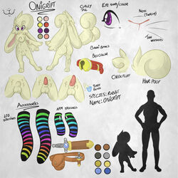 anthro arm_warmers ass backsack balls bell belt big_ears butt_shot chest_tuft collar curled_tail digitigrade erection front_view fully_sheathed fur girly half-erect human lagomorph legwear long_ears male mammal model_sheet nude onigrift onigrift_(character) penis purple_eyes rabbit rear_view sheath short silhouette size_difference solo stockings striped striped_legwear sword tan_fur tapering_penis tuft weapon