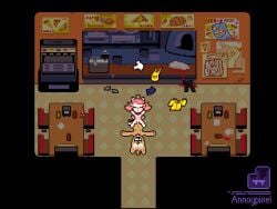 accurate_art_style animated annoypixel breasts burgerpants clothes_on_floor deltarune dummy_(undertale) furry furry_female furry_male hands_behind_head mad_mew_mew male/female mannequin naked penis pixel_animation pixelated pussy undertale undertale_(series) watermark