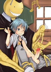 alien assassination_classroom clothing duo gay hijinzou human koro-sensei male male/male male_only mammal necktie penis precum rape shaking shiota_nagisa shivering size_difference tentacle tentacle_on_male unprofessional_behavior young