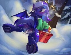 alternate_character alternate_version anus ass blush box christmas christmas_tree collaboration cum cum_in_pussy cum_inside erein erein_(artist) female floor friendship_is_magic garland genitals happy_new_year holiday horn houses indoors looking_back mlp_g4 my_little_pony new_year nudity oc perspective plot pony present sitting solo solo_female tongue_out tree underhoof vaginal_secretions vulva winter yuris_(artist)