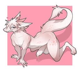 2026 absurd_res all_fours anthro ass balls blush dragon femboy foreskin fur genitals heart_symbol hi_res looking_at_viewer male mammal multicolored_body multicolored_fur mythological_creature mythological_scalie mythology nude penis pink_body pink_fur scalie sepiruth simple_background smile smiling_at_viewer solo tail tan_body tan_fur two_tone_body two_tone_fur