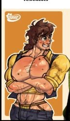 bara bara_tiddies bara_tits gay haremkappa human human_male jockstrap open_shirt trainer trainer_(umamusume) umamusume umamusume_pretty_derby