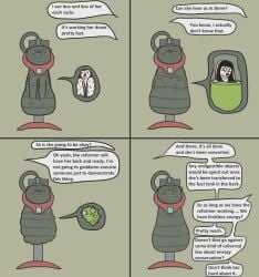 anthro biofuel_digestion clenching_balls cock_vore comic digestion_sequence digestive_fluids english_text exhibitionism female genitals gore hi_res internal lagomorph machine mammal melting nude_anthro offscreen_character penile penis reformation solo sophie_(narcissistnaru) text trinitite vore willing_prey