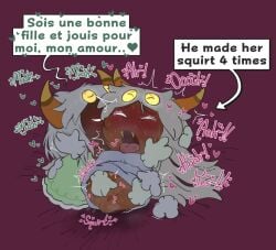 absurd_res anthro arachnid aroused arthropod bed bed_sheet bedding blush blush_lines bodily_fluids duo fangs female fingering floating_arms floating_hands french_text furniture genital_fluids hair hi_res horn humanoid kirby:_triple_deluxe kirby_(series) kissing_cheek kittipaws long_hair male male/female messy_hair multi_arm multi_eye multi_limb multiple_hands nintendo queen_sectonia queen_sectonia_(original_form) sharp_teeth spider spidr sweat taranza teasing teeth text tongue tongue_out vaginal_fluids vaginal_penetration whispering whispering_in_ear