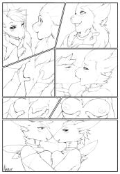 anthro bandai_namco bodily_fluids breast_grab breast_growth breast_squish breasts breasts_together canid canine canis collar collar_only comic computer digimon digimon_(species) drooling duo electronics eyewear felid feline female female/female french_kissing ftm_transformation gender_transformation generation_6_pokemon glasses growth gynomorph hand_on_breast hi_res hug human humanoid hybrid intersex kissing lion male male/female mammal monochrome narusewolf nintendo nipples nude pantherine pokemon pokemon_(species) pyroar renamon saliva saliva_on_tongue saliva_string species_transformation squish surprised through_screen transformation transformation_through_kiss wolf