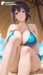 1girls 2026 ai_assisted ai_generated anime artist_name beach beach_umbrella bikini black_umbrella blue_bikini blue_umbrella breasts bust explicit hi_res high_quality high_resolution highres holding_umbrella kotone_shirakawa o-ring o-ring_bikini oil-paper_umbrella overflow_(series) parasol patreon patreon_username red_umbrella shared_umbrella skypassion solo stable_diffusion swimsuit watermark white_umbrella