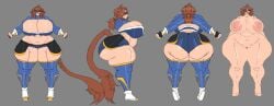 2025 2d 2d_(artwork) 2d_artwork ass_bigger_than_head big_ass big_breasts clothed clothing commission eyepatch heavensthroat naked naked_female oc original original_character reference_sheet simple_background tagme tail thick_thighs turnaround