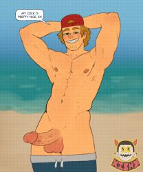 backwards_baseball_cap big_cock big_dick big_penis blonde_hair blue_eyes boner cock dick erection huge_cock male male_only masculine muscular muscular_male penis solo thick_cock thick_dick thick_penis total_drama_island total_drama_island_(2023) wayne_(tdi) xishy