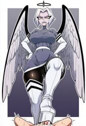 1boy 1girls angel angel_girl annoyed annoyed_expression artist_request big_boobs big_breasts bigger_female boobs boot_worship bootjob boots breasts clothed clothed_female clothed_female_nude_male cum elbow_gloves female female_focus femdom gloves hazbin_hotel high_heel_boots human human_male larger_female light-skinned_female light-skinned_male light_skin lute_(hazbin_hotel) male male_pov naked naked_male naked_male_with_clothed_female nude nude_male nudity shorter_male smaller_male thick_thighs thigh_boots white_boots