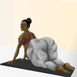 ass bbw big_ass big_belly big_breasts clothed ebony fat_ass feeding female hips huge_ass oblivious peircings sagging_breasts sequence ssbbw story stretch_marks tf transformation weight_gain wide_hips workout