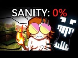 1girls ai_assisted ai_edit breasts brown_hair dark edit female female_only glasses hand_on_shoulder horror mcyt medium_breasts minecraft minecraft_youtubers monster scared squiddo_(mcyt) text twitch twitch.tv twitch_streamer twitter twitter_username youtube youtuber youtubers