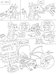 alyxandstuff anatomically_correct animal_genitalia bodily_fluids clay_(wof) cloaca comic comic_panel desperation diuretics dragon english_text feral food fruit genital_fluids genitals hi_res horizontal_cloaca leaking male membrane_(anatomy) membranous_wings mudwing_(wof) mythological_creature mythological_scalie mythology omorashi peeing plant potty_failure rainwing_(wof) scalie tail text urine watersports wings wings_of_fire