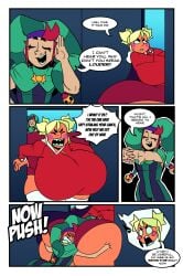 ass ass_focus big_breasts brawl_stars breasts chester_(brawl_stars) elpiromanias fat_ass mandy_(brawl_stars) pushing pushing_ass stuck stuck_in_door stuck_in_wall