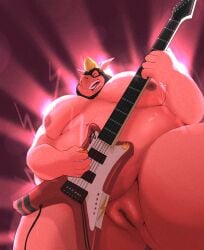 ass bar belly big_belly big_butt breasts clitoris club_(disambiguation) domestic_pig exhibitionism female genitals guitar hair hi_res hidden_face huge_belly leather low-angle_view mamayong mammal mask music musical_instrument nipples obese obese_female overweight overweight_female pig plucked_string_instrument plump_labia public public_nudity sally_crimson singing slightly_chubby slightly_chubby_female solo spiky_hair string_instrument suid suine sus_(pig) thick_thighs vulva wide_hips wild_boar