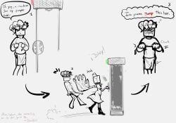 angry brusha_(dandy's_world) bulge bulge_through_clothing dandy's_world denkrill futanari inminent_rape inminent_sex non-human pushing roblox simple_background simple_shading tisha_(dandy's_world) yuri