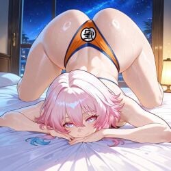 1girls ai_assisted ai_generated ass ass_focus ass_up bedroom bedroom_background bedroom_eyes bedroom_setting bikini bikini_bottom bikini_only bikini_top dragon_ball female female_focus female_only honkai:_star_rail honkai_(series) march_7th_(honkai:_star_rail) night night_sky orange_bikini pink_hair pose seducing seduction seductive seductive_body seductive_eyes seductive_gaze seductive_look seductive_mouth seductive_pose seductive_smile solo solo_female solo_focus son_goku sweat sweating sweaty sweaty_body themed_clothes unique_eyes wet wet_body wet_skin