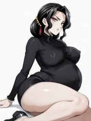 absurd_res ass belly big_breasts black_dress black_hair breasts demon demon_girl demon_slayer digital_art digital_drawing digital_media_(artwork) digital_painting erect_nipples female female_focus female_only genderbent genderswap_(mtf) ibispaint_(artwork) ibispaintx kimetsu_no_yaiba muzan_kibutsuji nipples pale_skin pizzabye pregnancy pregnant pregnant_belly pregnant_female red_eyes rule_63 simple_background sitting solo tagme thick_thighs thighs watermark