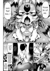 anthro begging breasts canine censored comic dialogue drooling erection fellatio female fox fur hybrid male mammal manga nenemaru oral penis saliva sex small_breasts tanuki