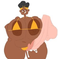 1girls areola areola_slip areolae areolae_slip ballsack bea_(duolingo) belly_button big_breasts big_cock big_hips big_penis big_thighs bikini_bottom bikini_top black_hair cumming dark-skinned_female dark_areola dark_areolae dark_skin dudetherealest duolingo ejaculating_cum ejaculation erect_penis erection female foreskin foreskin_folds genital_fluids genitals hand_on_hip headwear huge_breasts huge_cock huge_hips huge_thighs hyper_cock hyper_penis looking_at_partner nipple_slip nipples pudgy_belly simple_background smiling_at_partner sweat sweatdrop sweating tied_hair tight_clothing tight_fit useless_clothing voluptuous voluptuous_female yellow_bikini_bottom yellow_bikini_top