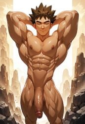 abs ai_generated bara bara_tits biceps big_muscles big_penis big_testicles bodybuilder brock_(pokemon) cock deltoids dick flaccid flaccid_penis flexing kodoromo large_penis male male_focus male_only muscles muscular muscular_arms muscular_legs muscular_male muscular_thighs navel nude nude_male outdoors outside pectorals penis perfect_body pokemon pose posing presenting presenting_penis showing_off solo solo_focus solo_male tan_body testicles triceps