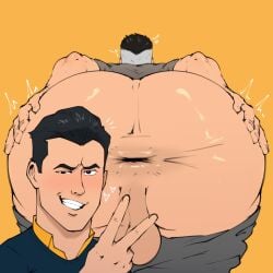 ass ass_focus back_view balls big_ass father_and_son gay imminent_sex incest invincible invincible_(comics) invincible_(tv_series) inviting looking_at_viewer male male/male male_focus male_only mark_grayson nolan_grayson omni-man paldraws pants_down presenting presenting_ass presenting_butt yaoi