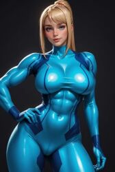 ai_generated big_breasts bodysuit breasts cameltoe erect_nipples female huge_breasts large_breasts latex metroid nipples perky_breasts pointy_breasts puffy_areola puffy_nipples pussy samus_aran skin_tight tagme thick_thighs torpedo_breasts video zaloran zero_suit_samus