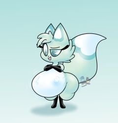 arctic_fox blue_eyes blue_eyes_female blue_fur chikn_nuggit female_fox fetal_movement fox fox_girl kicking_(pregnancy) pregnant pregnant_anthro pregnant_belly pregnant_female slushi_(chikn_nuggit)