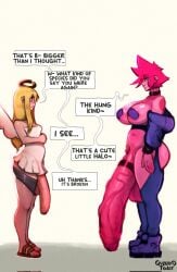 angel angel_wings big_penis blue_eyes breasts choker clothed clothed_futa cock_ring crimvael dialogue english_text flaccid flaccid_penis foreskin futa_only futanari gigantic_penis gyzertoast halo heart-shaped_pupils huge_balls huge_cock huge_penis hyper_penis ishuzoku_reviewers jacket_off_shoulders large_breasts legwear looking_at_penis nipple_pasties pasties penis penis_awe penis_bigger_than_body penis_bigger_than_expected penis_out pink_hair pink_skin sandals shoes size_comparison size_difference smile smiling sophie_(gyzertoast) spiky_hair testicles text thick_penis thick_thighs uncensored uncircumcised useless_clothing veiny_penis wide_hips